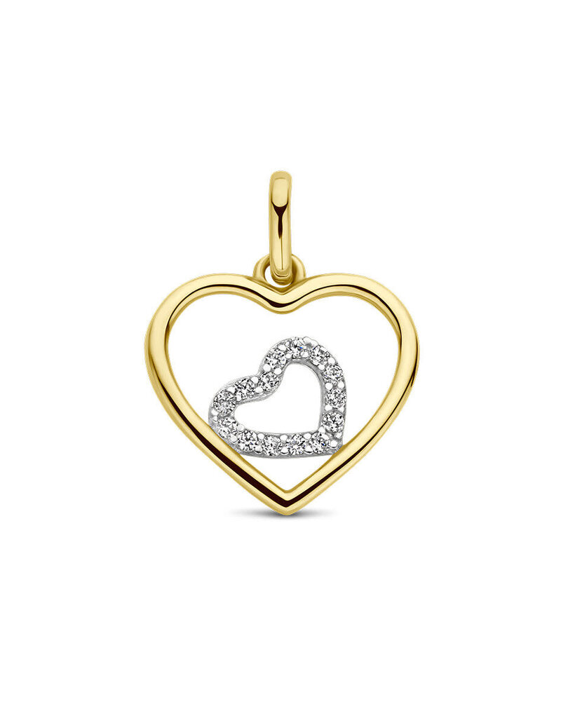 Gouden hanger - 14 karaats - Hartjes - Zirkonia