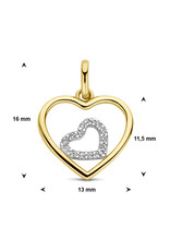 Gouden hanger - 14 karaats - Hartjes - Zirkonia
