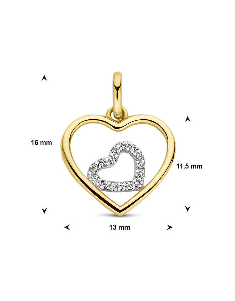 Gouden hanger - 14 karaats - Hartjes - Zirkonia