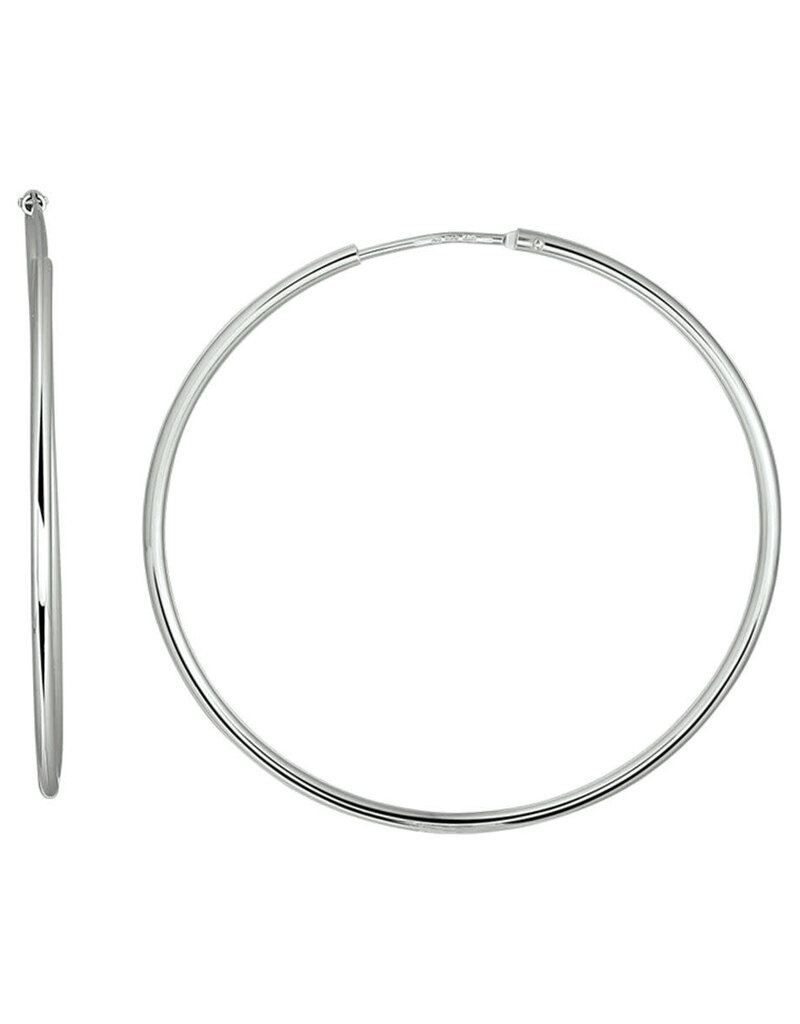 Zilveren oorringen - Gerhodineerd - 1.7 mm - Ronde buis - 45 mm