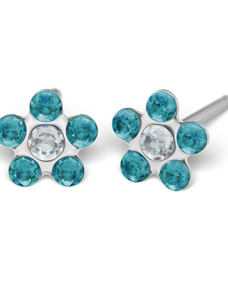 Studex Studex schietknopjes - Daisy Zirkonia Kristal en Turquoise - 7512-6124 (269)