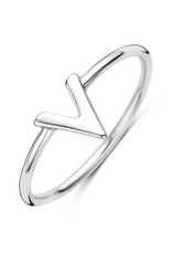 Zilveren ring - Gerhodineerd - V vorm - Maat 17.25