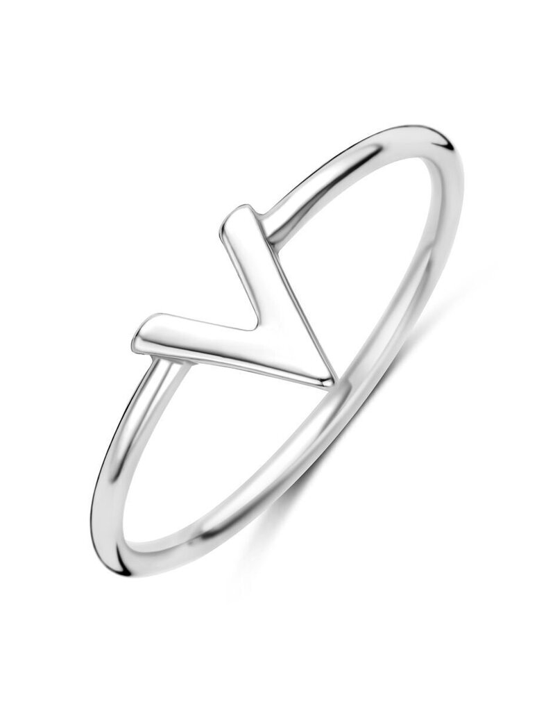 Zilveren ring - Gerhodineerd - V vorm - Maat 17.25