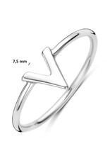 Zilveren ring - Gerhodineerd - V vorm - Maat 17.25