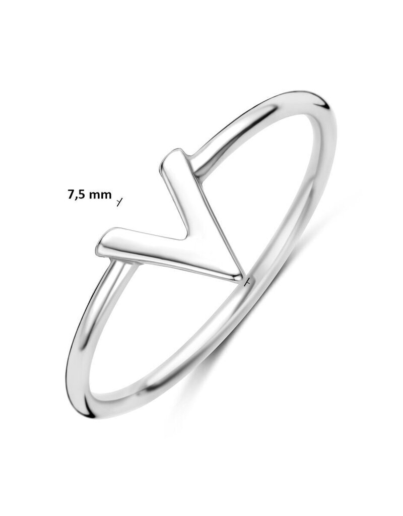 Zilveren ring - Gerhodineerd - V vorm - Maat 17.25
