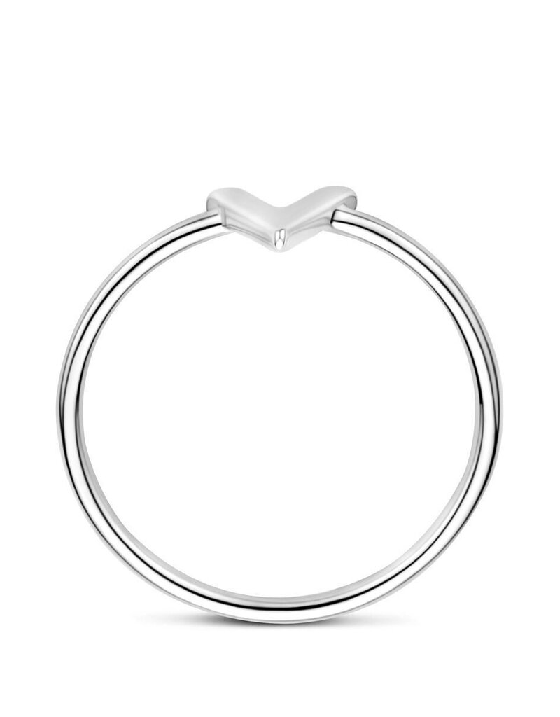 Zilveren ring - Gerhodineerd - V vorm - Maat 17.25