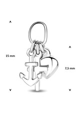 Zilveren hanger - Hoop geloof en liefde - Gerhodineerd