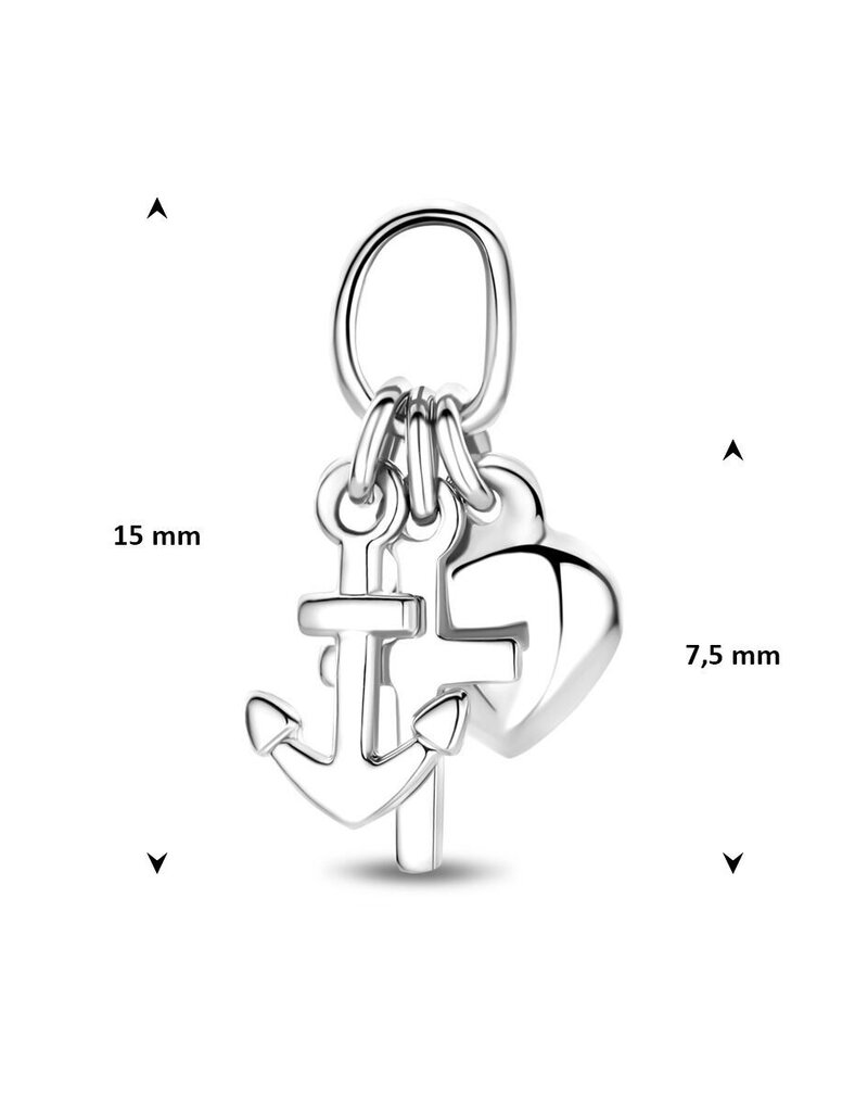 Zilveren hanger - Hoop geloof en liefde - Gerhodineerd