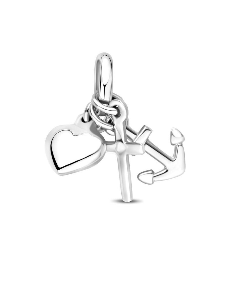 Zilveren hanger - Hoop geloof en liefde - Gerhodineerd