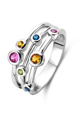 Rosa di Luca Italy Zilveren ring - Gerhodineerd - Zirkonia gekleurd - Maat 56