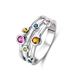 Rosa di Luca Italy Zilveren ring - Gerhodineerd - Zirkonia gekleurd - Maat 56