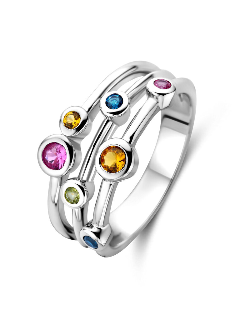 Rosa di Luca Italy Zilveren ring - Gerhodineerd - Zirkonia gekleurd - Maat 56
