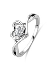 Rosa di Luca Italy Zilveren ring - Gerhodineerd - Zirkonia - Hartje - Maat 56