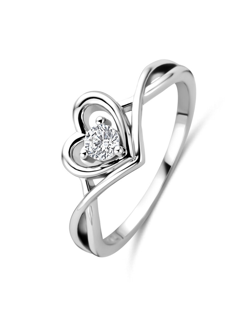Rosa di Luca Italy Zilveren ring - Gerhodineerd - Zirkonia - Hartje - Maat 56