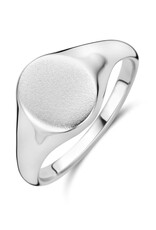 Zilveren monogram ring - Gerhodineerd - Ovaal - Maat 17.75