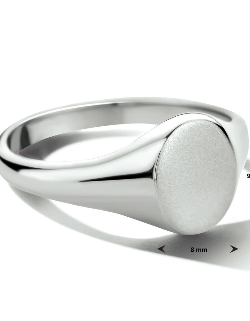 Zilveren monogram ring - Gerhodineerd - Ovaal - Maat 17.75