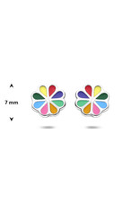 Zilveren oorknoppen - Gerhodineerd - Bloem - Multicolor
