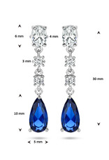 Zilveren oorhangers - Gerhodineerd - Blanke en blauwe zirkonia