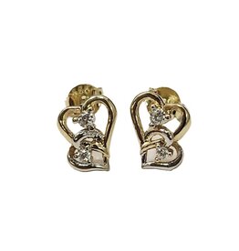 Occasions by Marleen Occasions by Marleen - 14 karaats - Gouden oorknoppen bicolor - Zirkonia - Hartjes
