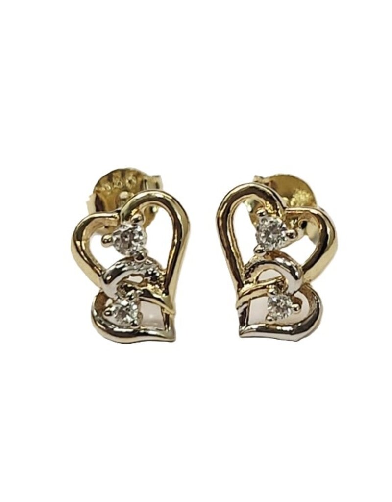 Occasions by Marleen Occasions by Marleen - 14 karaats - Gouden oorknoppen bicolor - Zirkonia - Hartjes