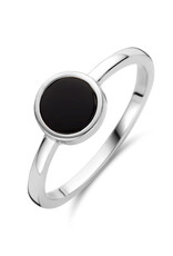 Zilveren ring - Gerhodineerd - Onyx - Maat 17.75