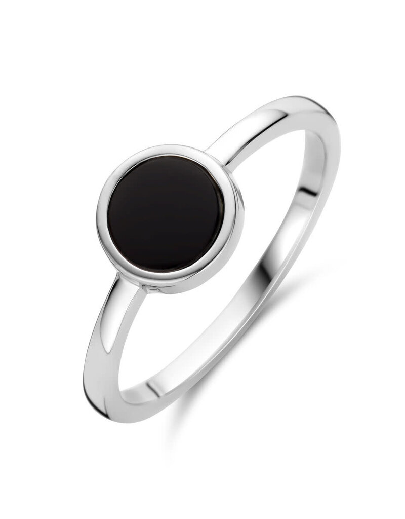 Zilveren ring - Gerhodineerd - Onyx - Maat 17.75