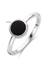 Zilveren ring - Gerhodineerd - Onyx - Maat 17.75