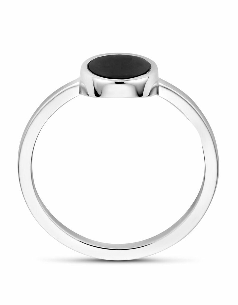 Zilveren ring - Gerhodineerd - Onyx - Maat 17.75