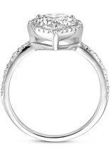 Zilveren ring - Gerhodineerd - Zirkonia - Maat 17.25