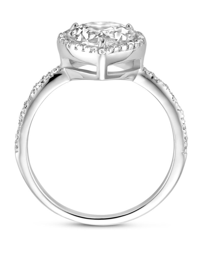 Zilveren ring - Gerhodineerd - Zirkonia - Maat 17.25