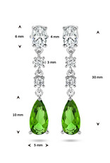 Zilveren oorhangers - Gerhodineerd - Blanke en groene zirkonia