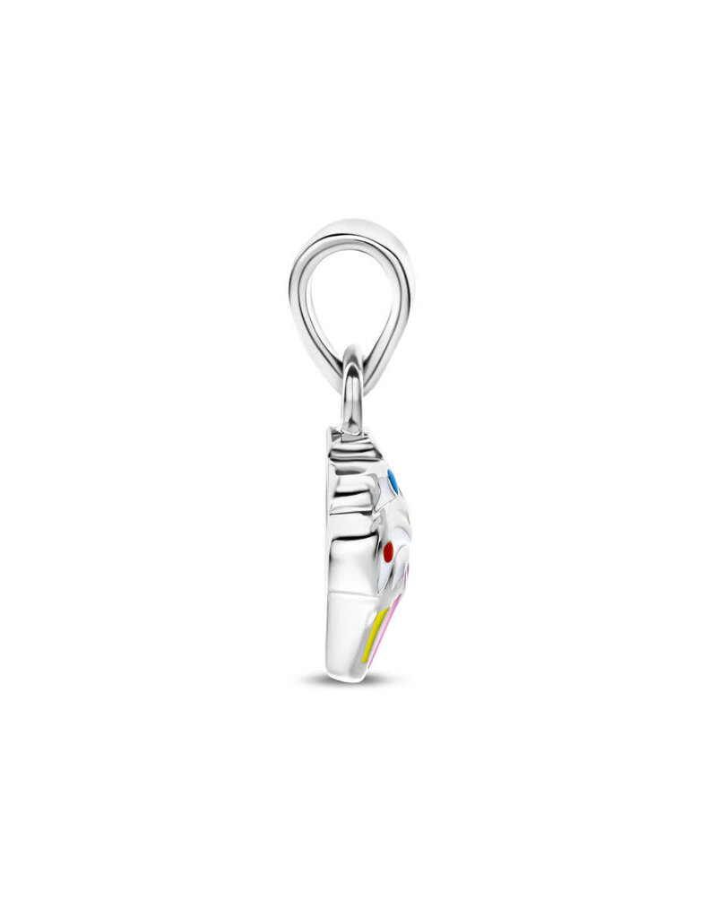 Zilveren hanger - Gerhodineerd - Emaille - Cupcake