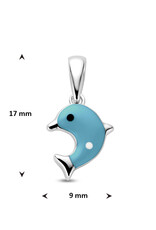 Zilveren hanger - Emaille dolfijn blauw - 17 mm