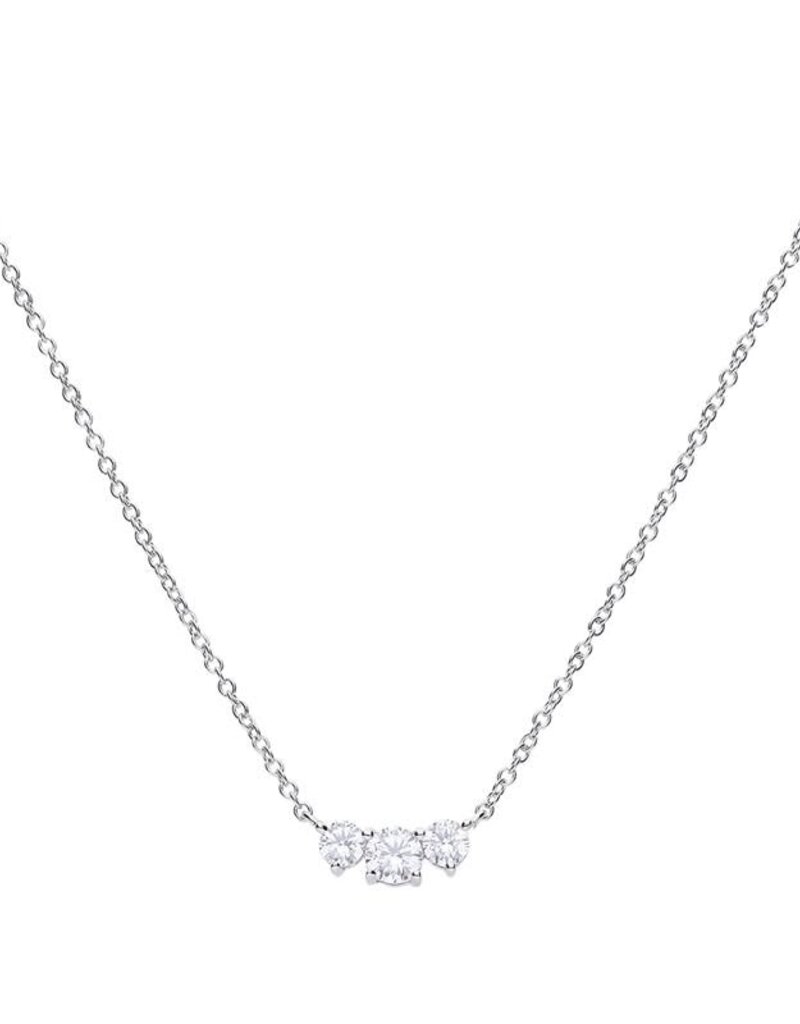 Diamonfire Zilveren collier met hanger - Zirkonia - 45 cm