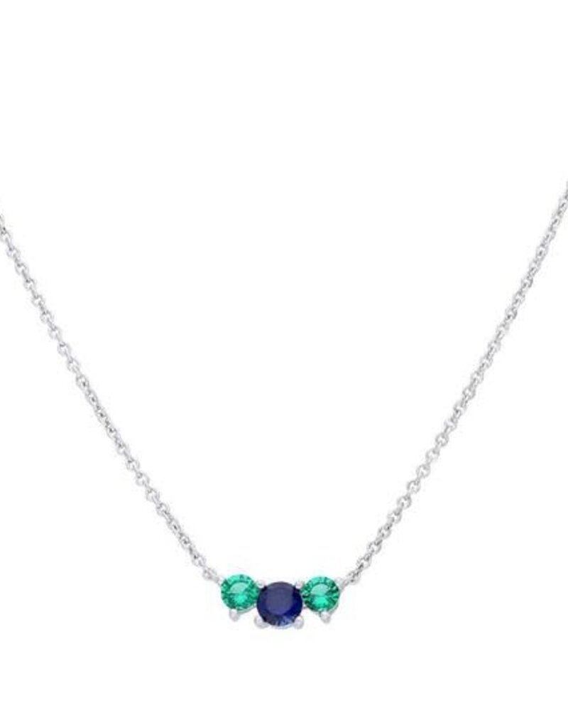 Diamonfire Zilveren collier - Gerhodineerd - Zirkonia - Blauw groen - 45 cm
