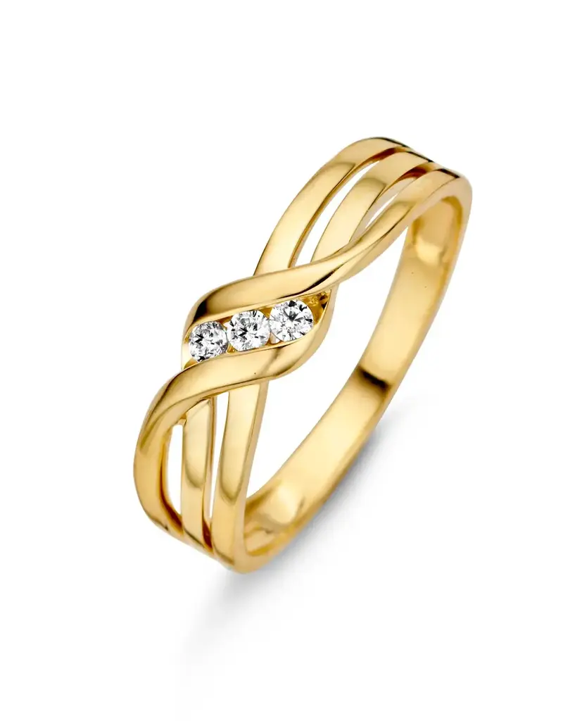Joy&Julia Gouden ring - 14 karaats - Zirkonia - Maat 17.5