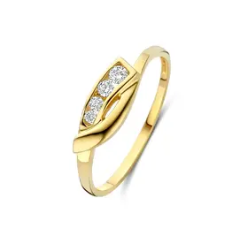 Joy&Julia Gouden ring - 14 karaats - Zirkonia - Maat 17.5