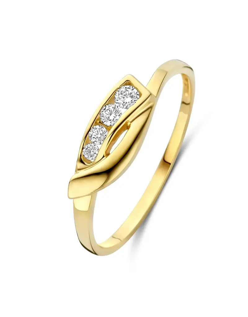 Joy&Julia Gouden ring - 14 karaats - Zirkonia - Maat 17.5