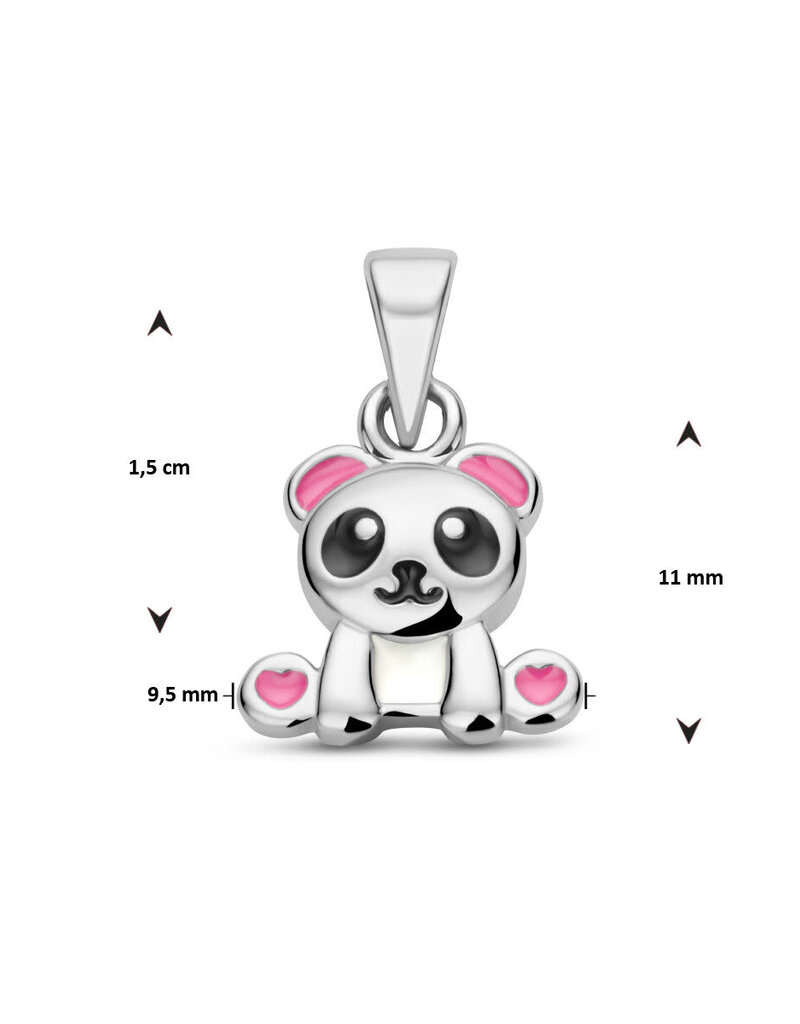 Zilveren hanger - Gerhodineerd - Emaille - Panda