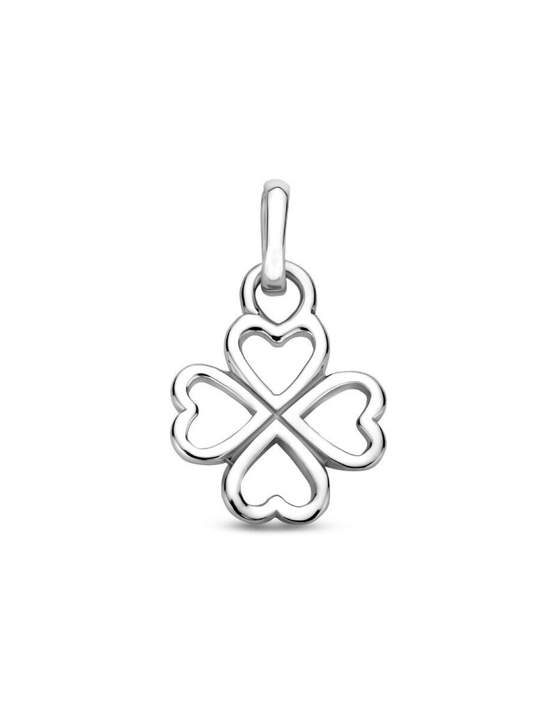 Zilveren hanger - Gerhodineerd - Hartjes Klaver