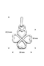 Zilveren hanger - Gerhodineerd - Hartjes Klaver