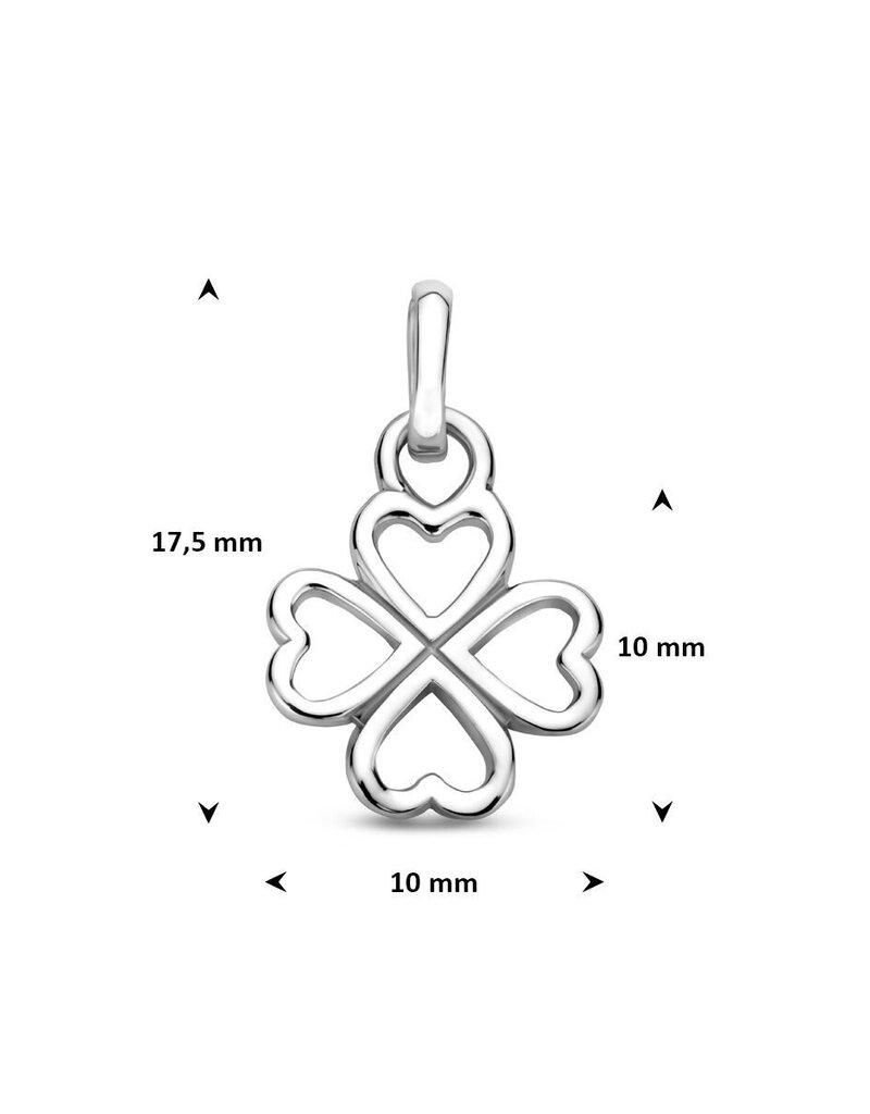 Zilveren hanger - Gerhodineerd - Hartjes Klaver