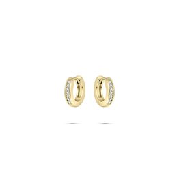 Gisser Hoops - Verguld zilver oorringen - 15 mm - Zirkonia
