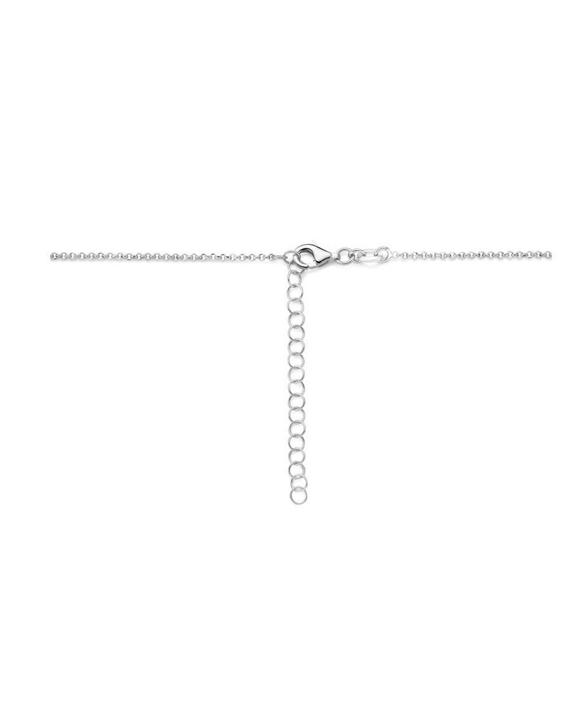 Zilveren collier - Gerhodineerd - Verguld hartje - 40+5 cm