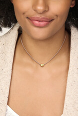 Zilveren collier - Gerhodineerd - Verguld hartje - 40+5 cm
