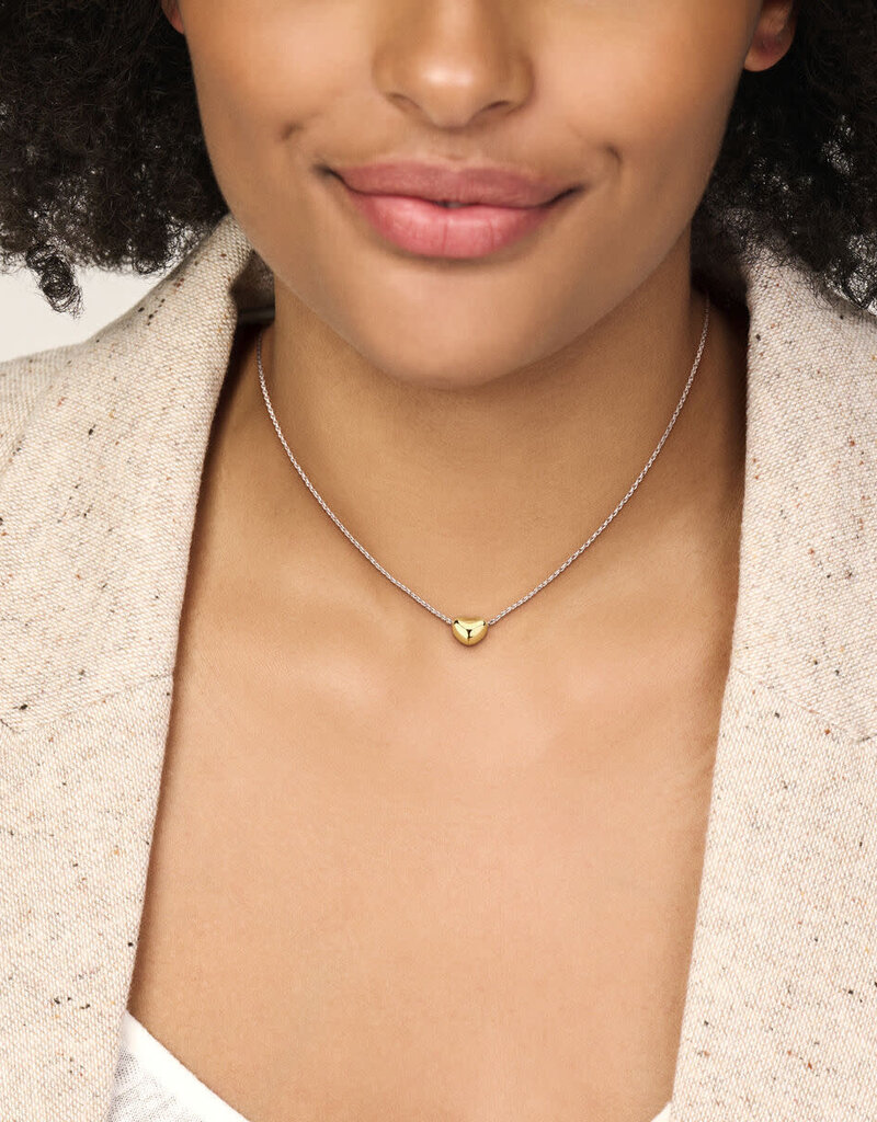Zilveren collier - Gerhodineerd - Verguld hartje - 40+5 cm