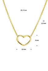 Zilver collier verguld - Hartje - 41+5 cm
