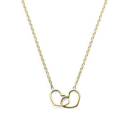Zilver collier verguld - Hartjes - 41+5 cm