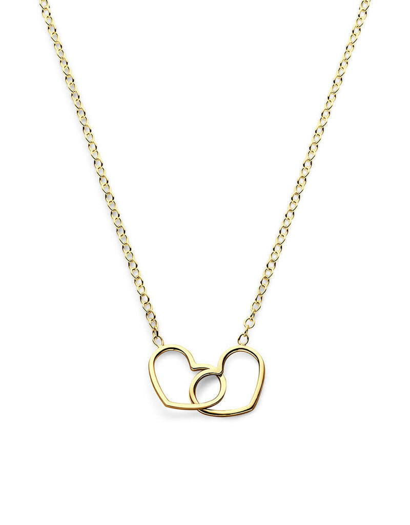 Zilver collier verguld - Hartjes - 41+5 cm