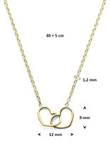 Zilver collier verguld - Hartjes - 41+5 cm